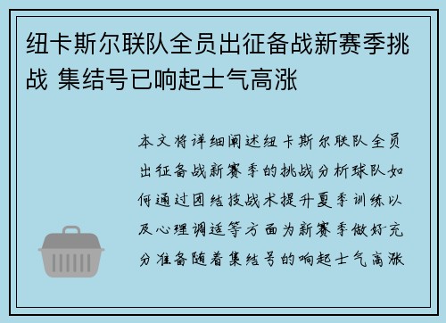 纽卡斯尔联队全员出征备战新赛季挑战 集结号已响起士气高涨